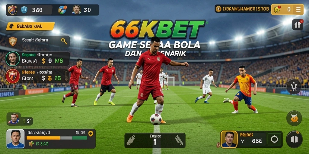 Screenshot gameplay 66KBET menampilkan aksi sepak bola yang mendebarkan.