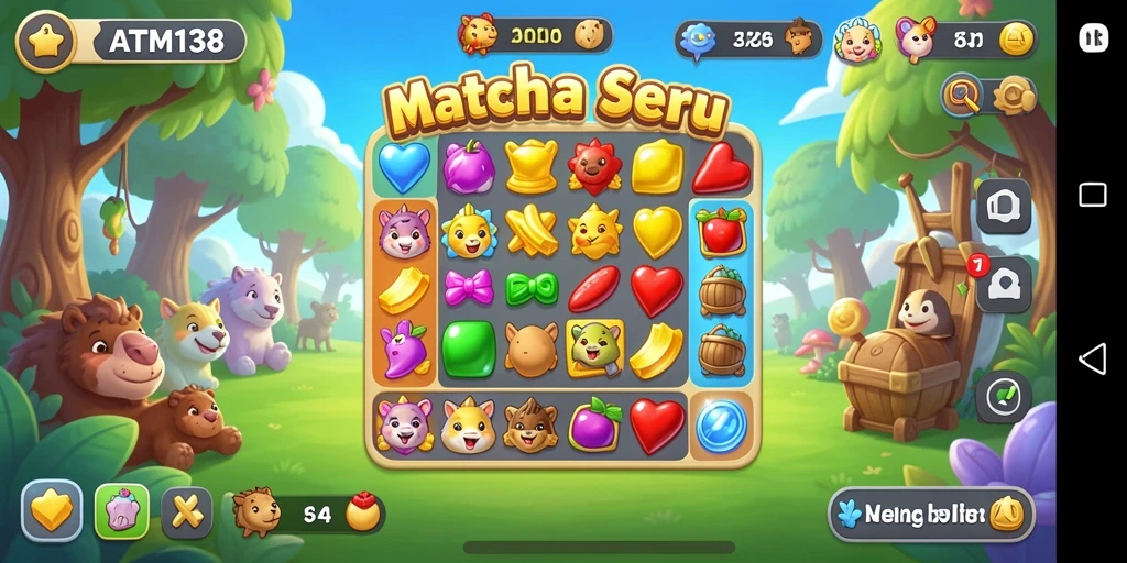 Screenshot utama ATM138 menampilkan gameplay Match-3 yang seru.