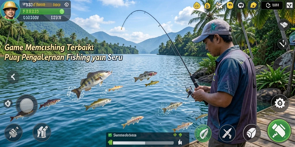 Tampilan gameplay FB333 dengan pemandangan luar biasa saat memancing.