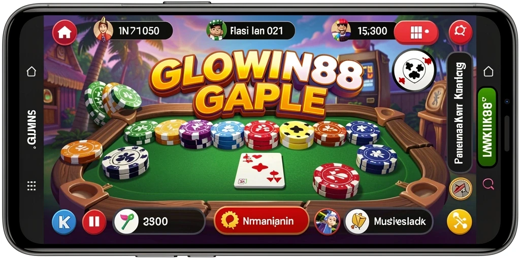 Tampilan menarik gameplay Gaple di GLOWIN88 dengan pemain aktif.