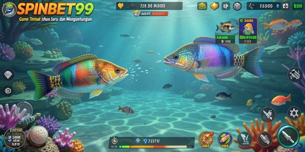 Tampilan tangkapan layar gameplay seru dalam Tembak Ikan.